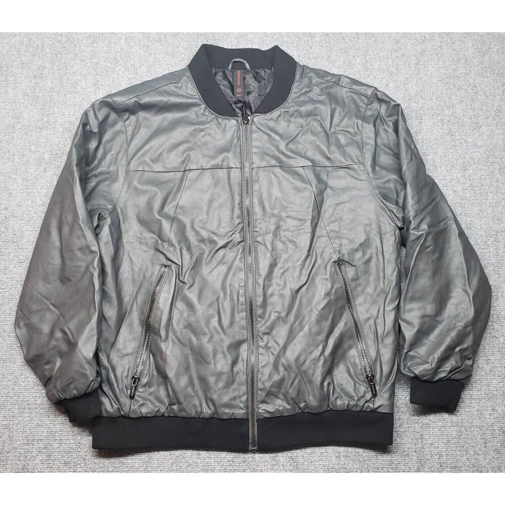 Sportier 1957 Jacket Mens S Gray Waist Length Polyurethane Zipper Pockets Lined